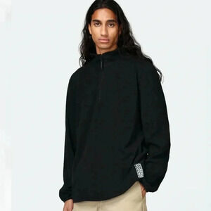 Rains Men's Fleece Half-Zip Pullover Long Sleeve Sweater Black Size Large